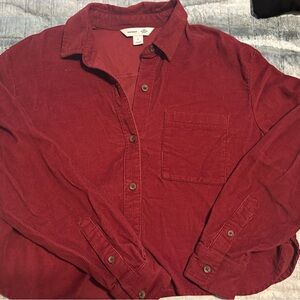 Old Navy Burgundy Corduroy Button-Up Shirt